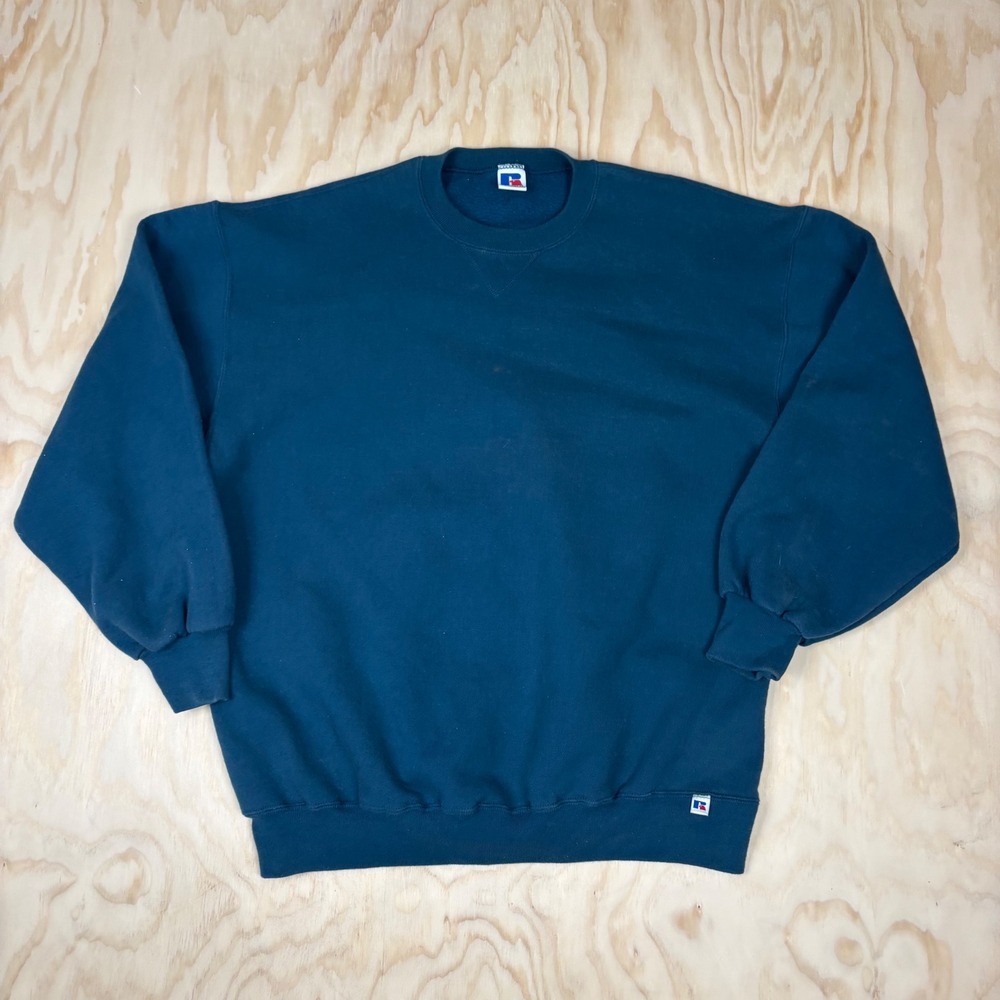 Vintage Russell Athletic Sweatshirt Mens XL Teal Blue Made in USA Crewneck 90s